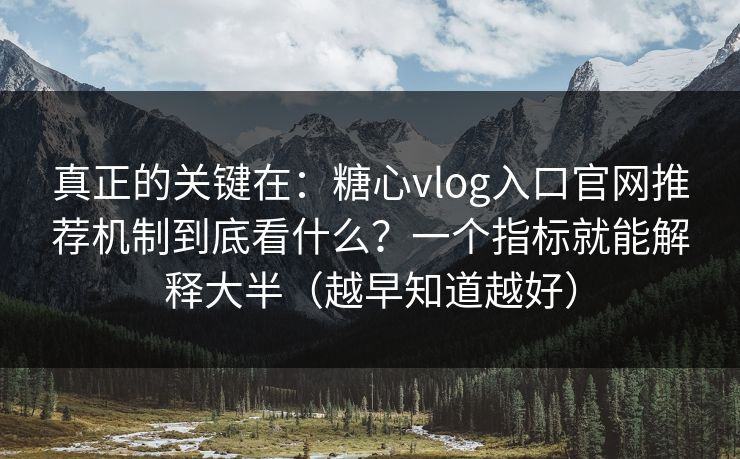 真正的关键在：糖心vlog入口官网推荐机制到底看什么？一个指标就能解释大半（越早知道越好）
