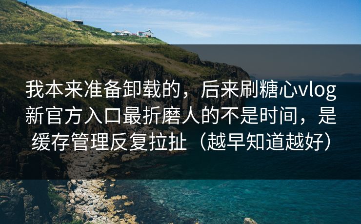我本来准备卸载的，后来刷糖心vlog新官方入口最折磨人的不是时间，是缓存管理反复拉扯（越早知道越好）