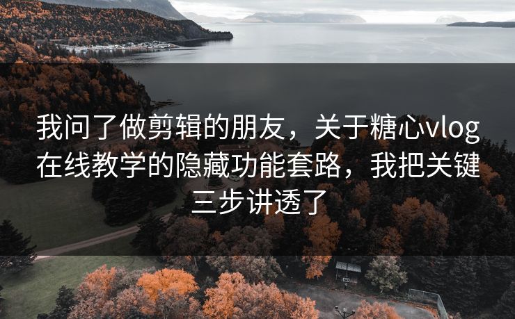 我问了做剪辑的朋友，关于糖心vlog在线教学的隐藏功能套路，我把关键三步讲透了