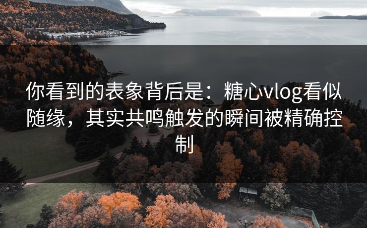 你看到的表象背后是：糖心vlog看似随缘，其实共鸣触发的瞬间被精确控制