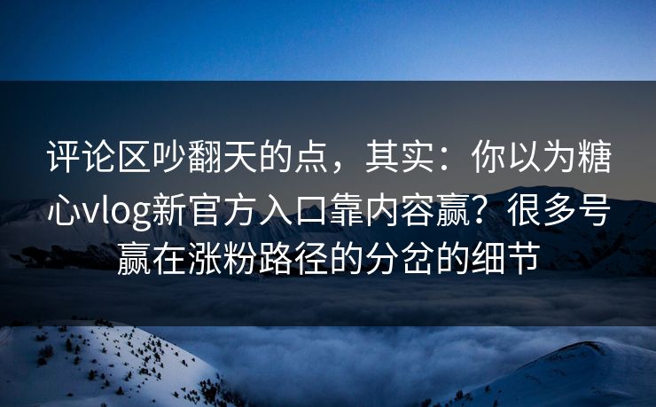 评论区吵翻天的点，其实：你以为糖心vlog新官方入口靠内容赢？很多号赢在涨粉路径的分岔的细节