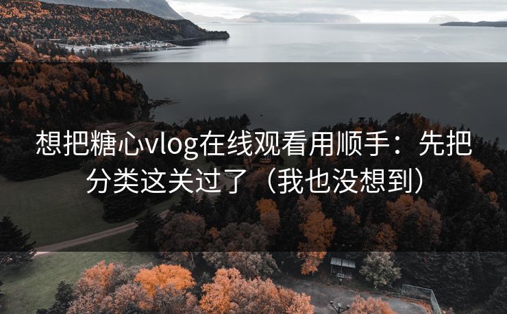 想把糖心vlog在线观看用顺手：先把分类这关过了（我也没想到）