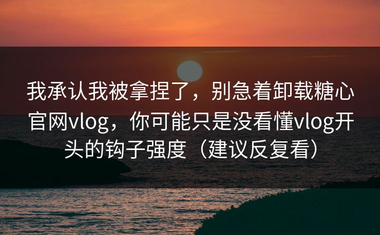 我承认我被拿捏了，别急着卸载糖心官网vlog，你可能只是没看懂vlog开头的钩子强度（建议反复看）