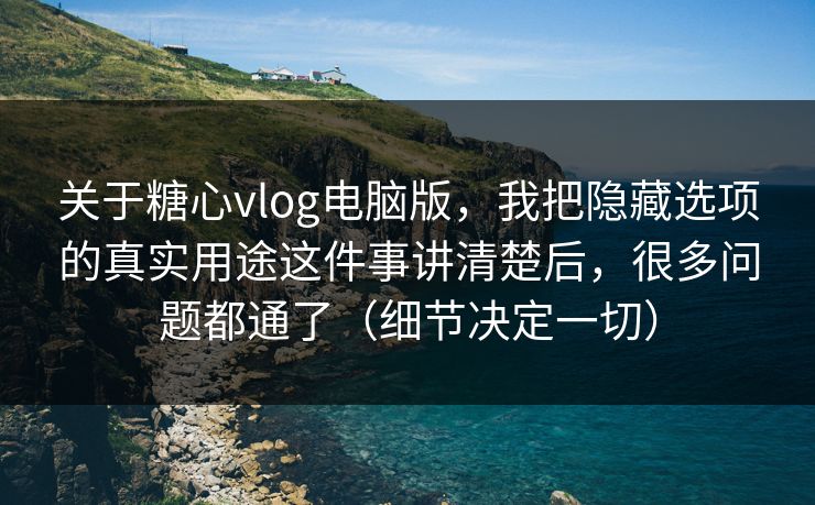 关于糖心vlog电脑版，我把隐藏选项的真实用途这件事讲清楚后，很多问题都通了（细节决定一切）