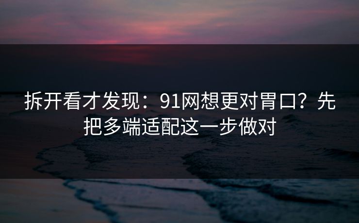 拆开看才发现：91网想更对胃口？先把多端适配这一步做对