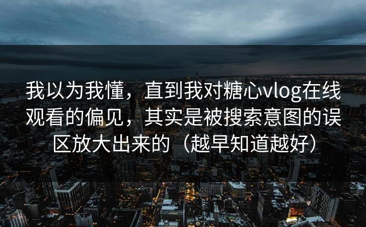 我以为我懂，直到我对糖心vlog在线观看的偏见，其实是被搜索意图的误区放大出来的（越早知道越好）