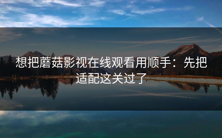 想把蘑菇影视在线观看用顺手：先把适配这关过了