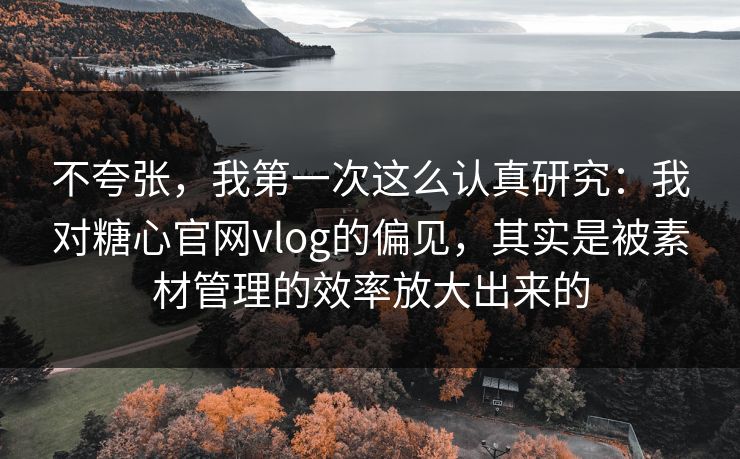 不夸张，我第一次这么认真研究：我对糖心官网vlog的偏见，其实是被素材管理的效率放大出来的