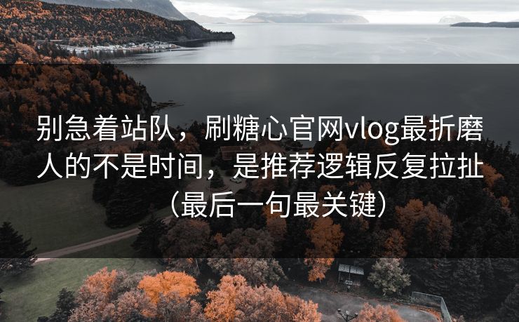 别急着站队，刷糖心官网vlog最折磨人的不是时间，是推荐逻辑反复拉扯（最后一句最关键）