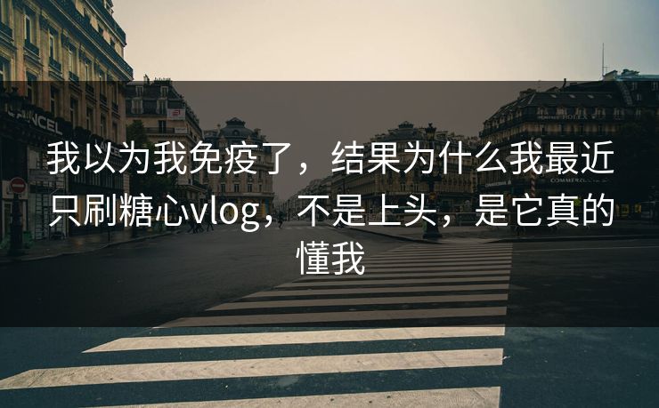 我以为我免疫了,结果为什么我最近只刷糖心vlog,不是上头,是它真的懂我 我以为我免疫了,结果为什么我最近只刷糖心vlog,不是上头,是它真的懂我